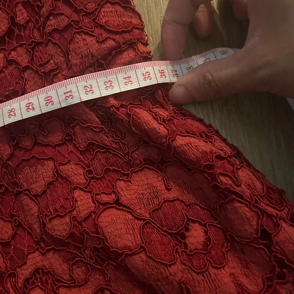 🚩steal Authentic Burberry Floral Lace Midi Dress in Deep Red - Picture 6 of 7